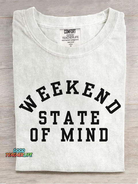 Weekend State of Mind Decorative Pattern T-shirt