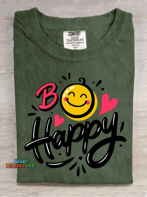Be Happy Decorative Pattern T-shirt