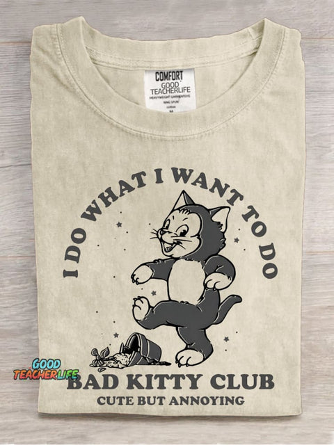 Bad Kitty Club Decorative Pattern T-shirt
