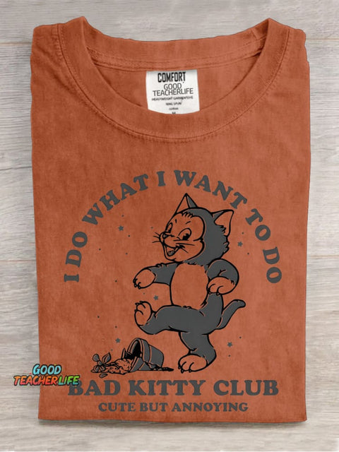 Bad Kitty Club Decorative Pattern T-shirt