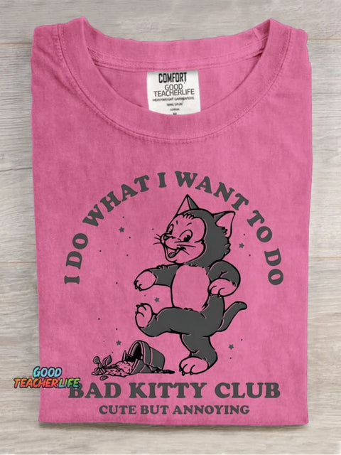 Bad Kitty Club Decorative Pattern T-shirt