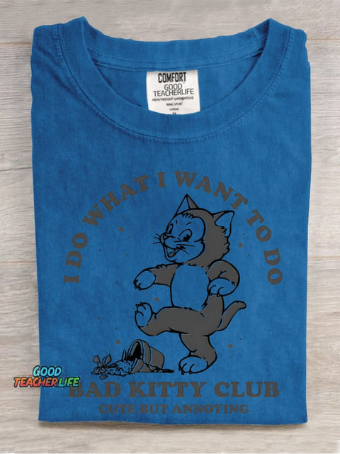 Bad Kitty Club Decorative Pattern T-shirt