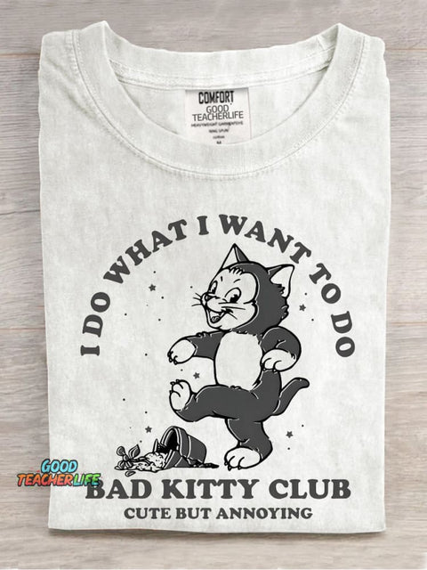 Bad Kitty Club Decorative Pattern T-shirt