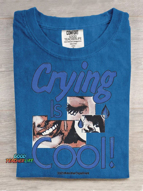 Crying Is Cool Decorative Pattern T-shirt