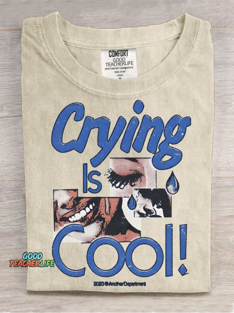Crying Is Cool Decorative Pattern T-shirt