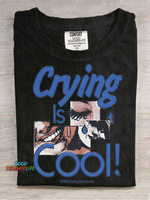 Crying Is Cool Decorative Pattern T-shirt
