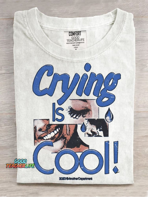 Crying Is Cool Decorative Pattern T-shirt