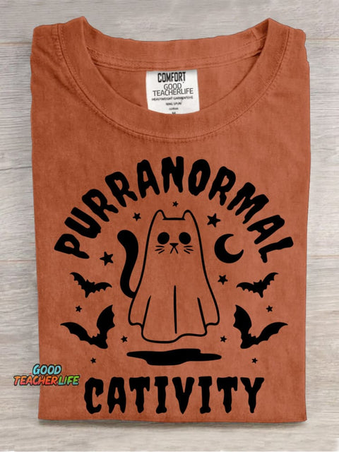 Halloween Ghost Cat Decorative Pattern T-shirt