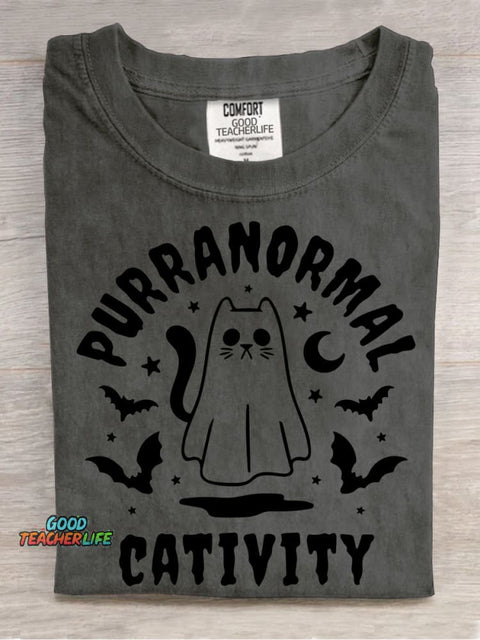 Halloween Ghost Cat Decorative Pattern T-shirt
