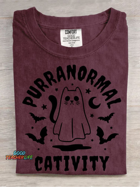 Halloween Ghost Cat Decorative Pattern T-shirt