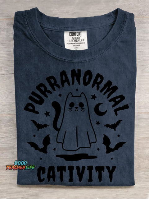 Halloween Ghost Cat Decorative Pattern T-shirt