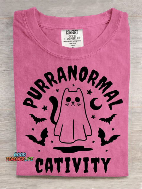 Halloween Ghost Cat Decorative Pattern T-shirt