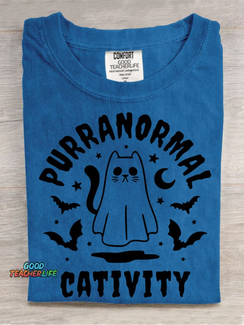 Halloween Ghost Cat Decorative Pattern T-shirt