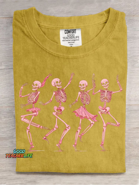 Happy Dancing Skull Decorative Pattern T-shirt