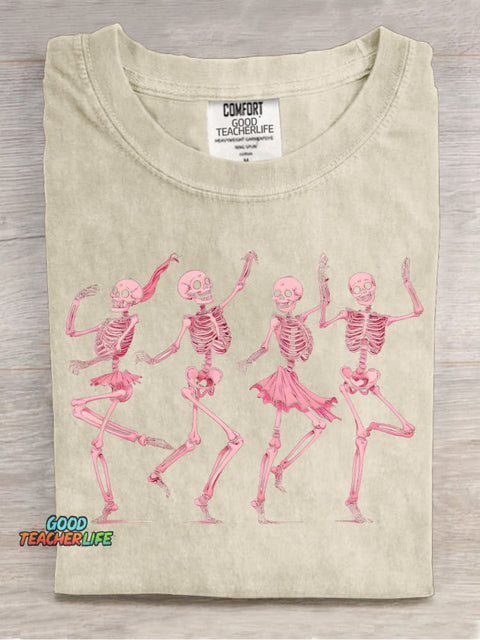 Happy Dancing Skull Decorative Pattern T-shirt