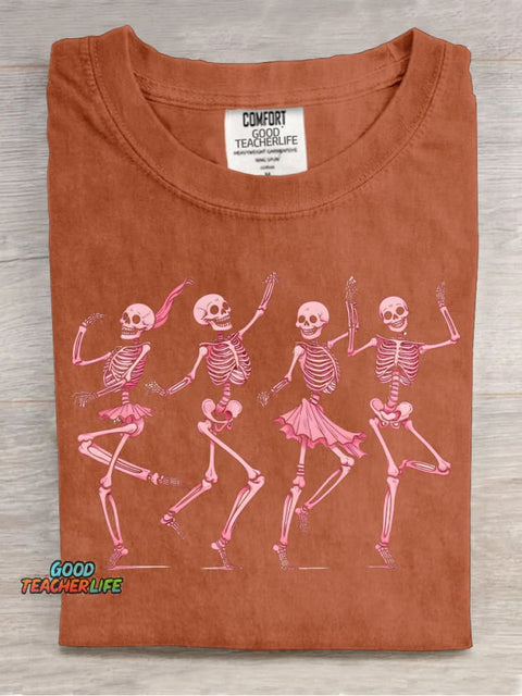 Happy Dancing Skull Decorative Pattern T-shirt