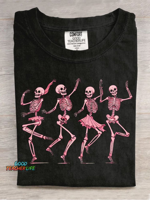 Happy Dancing Skull Decorative Pattern T-shirt