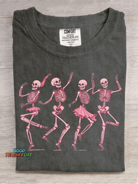 Happy Dancing Skull Decorative Pattern T-shirt