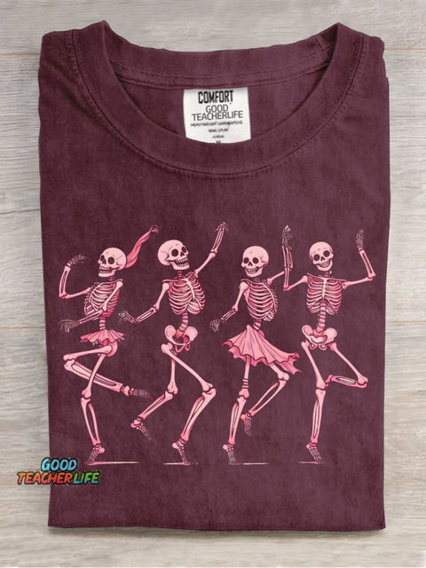 Happy Dancing Skull Decorative Pattern T-shirt