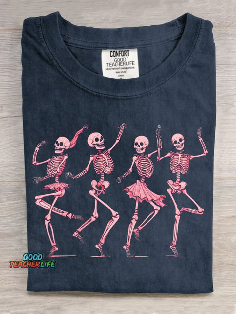 Happy Dancing Skull Decorative Pattern T-shirt