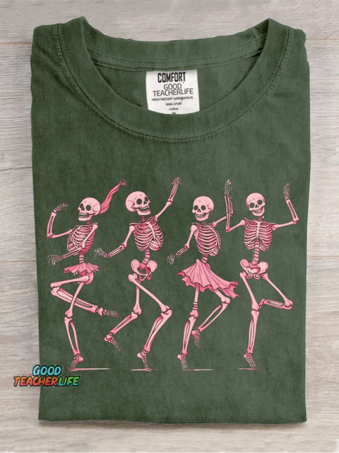 Happy Dancing Skull Decorative Pattern T-shirt