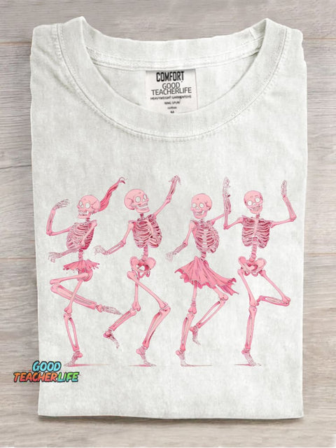Happy Dancing Skull Decorative Pattern T-shirt