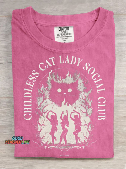 Childless Cat Lady Soclal Club Decorative Pattern T-shirt