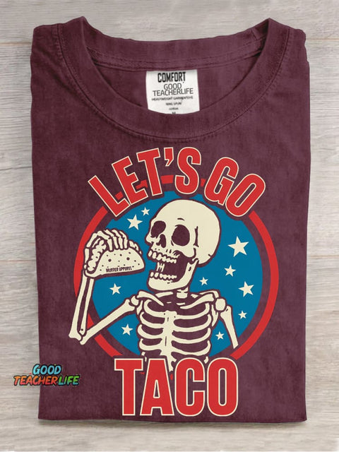 Let's Go Taco Decorative Pattern T-shirt