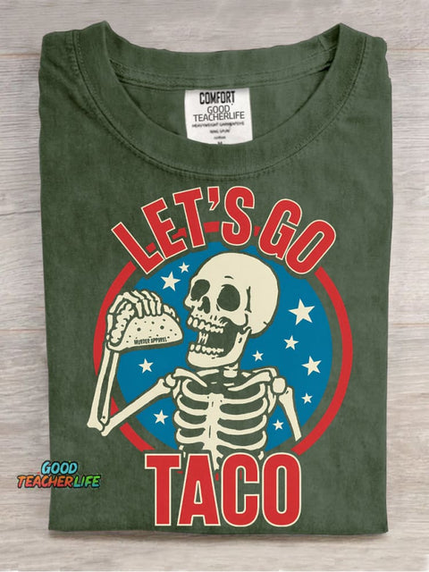Let's Go Taco Decorative Pattern T-shirt