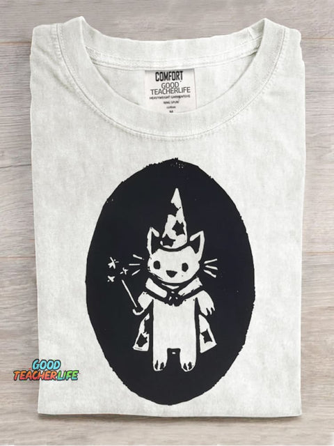 Magician Kitten Decorative Pattern T-shirt