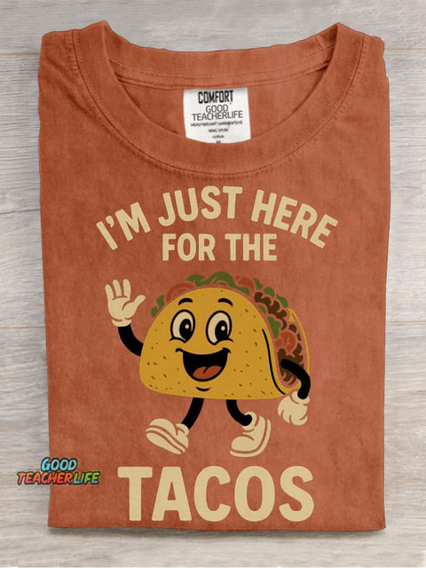 Here for The Tacos Decorative Pattern T-shirt