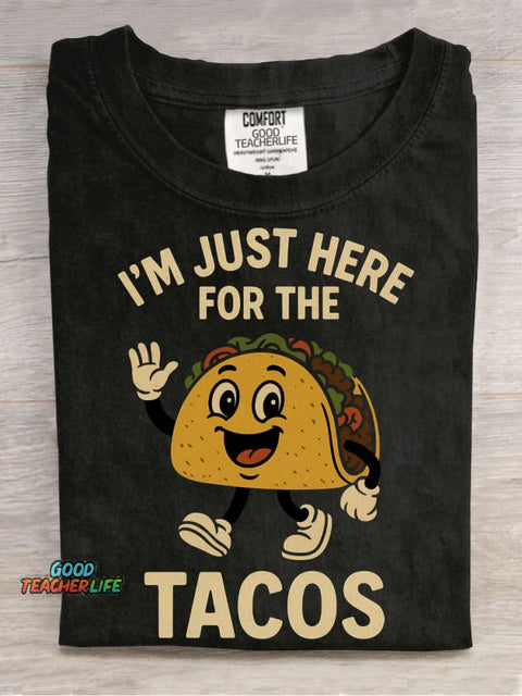 Here for The Tacos Decorative Pattern T-shirt