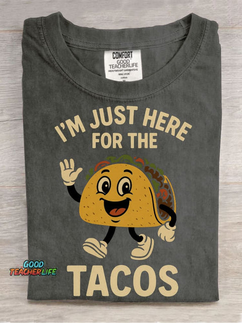 Here for The Tacos Decorative Pattern T-shirt