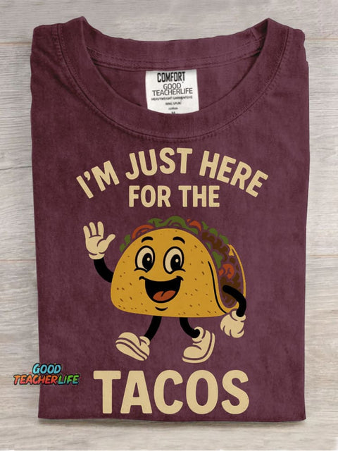 Here for The Tacos Decorative Pattern T-shirt