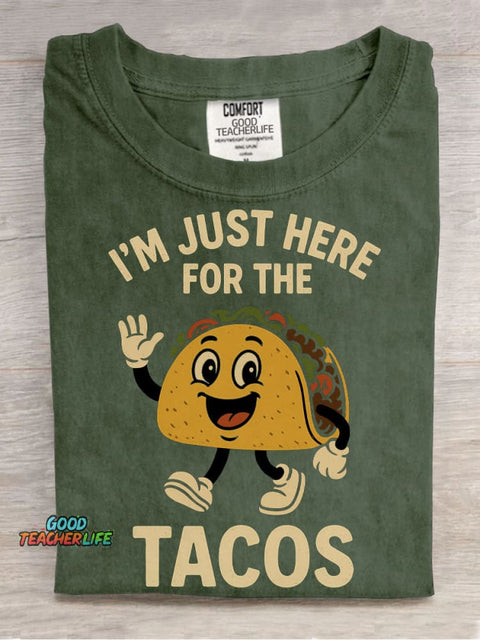 Here for The Tacos Decorative Pattern T-shirt