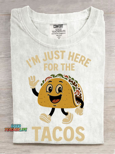 Here for The Tacos Decorative Pattern T-shirt