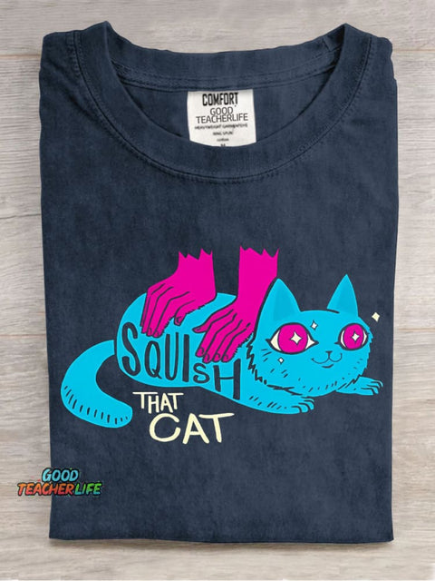 Squish That Cat Decorative Pattern T-shirt