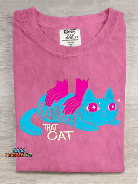 Squish That Cat Decorative Pattern T-shirt