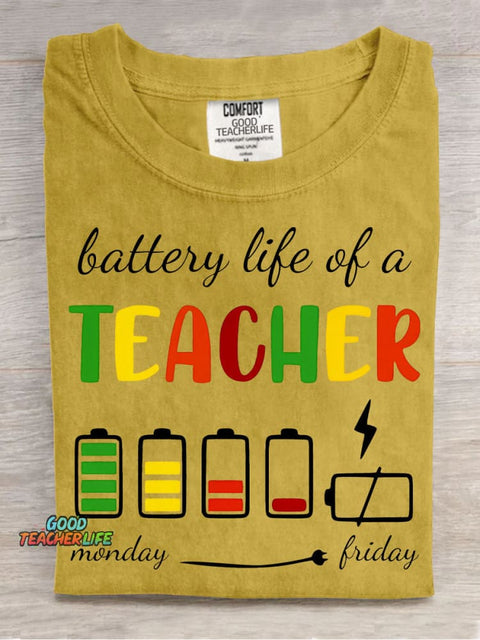 Battery Life of A Teacher Decorative Pattern T-shirt