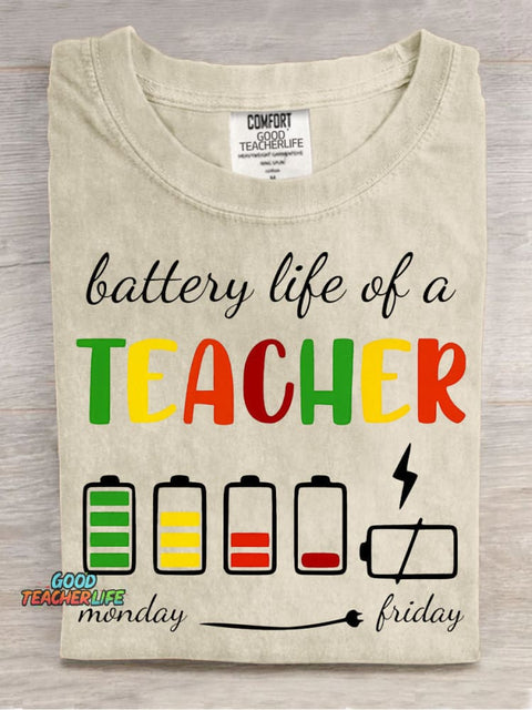 Battery Life of A Teacher Decorative Pattern T-shirt