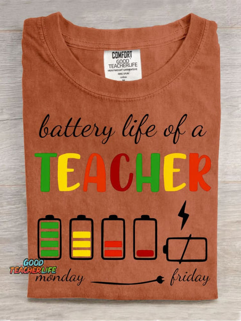Battery Life of A Teacher Decorative Pattern T-shirt