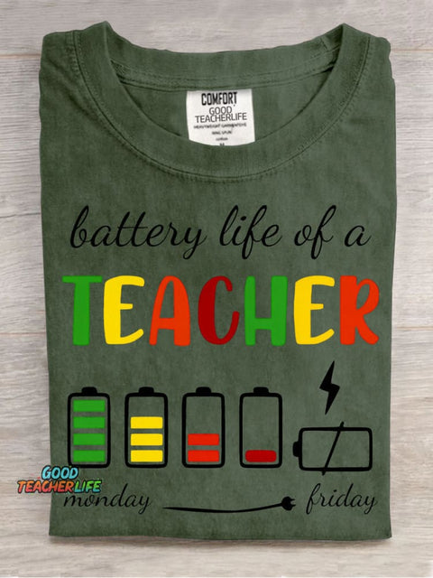 Battery Life of A Teacher Decorative Pattern T-shirt