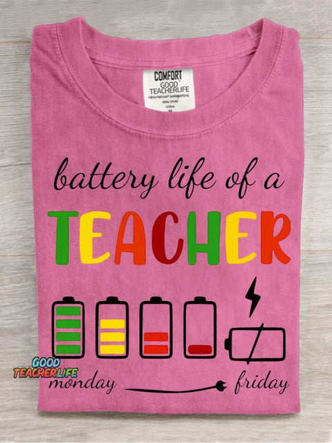 Battery Life of A Teacher Decorative Pattern T-shirt