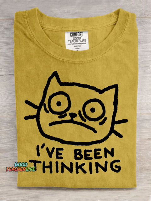 Cat Thinking Decorative Pattern T-shirt