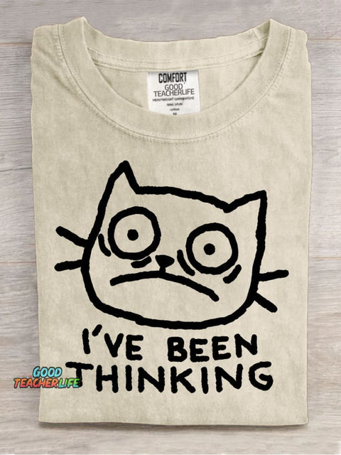 Cat Thinking Decorative Pattern T-shirt