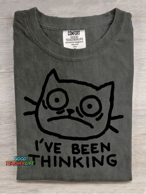 Cat Thinking Decorative Pattern T-shirt