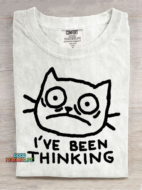 Cat Thinking Decorative Pattern T-shirt