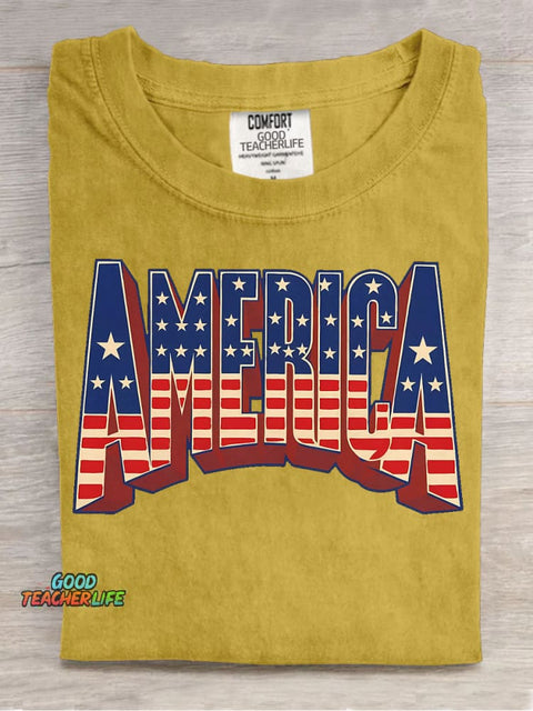 AMERICA Decorative Pattern T-shirt