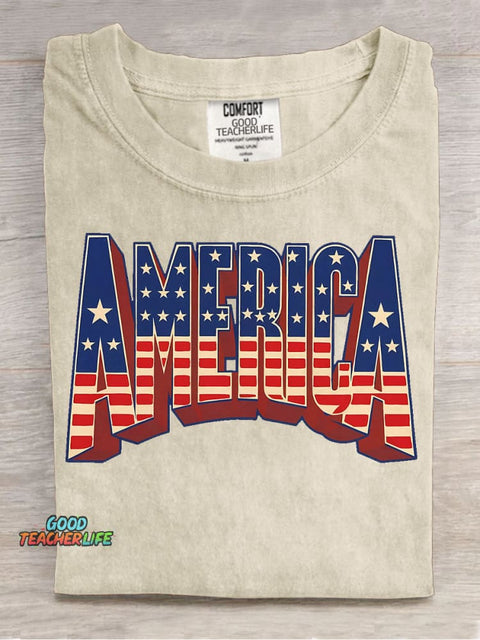 AMERICA Decorative Pattern T-shirt