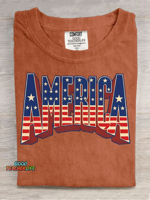 AMERICA Decorative Pattern T-shirt
